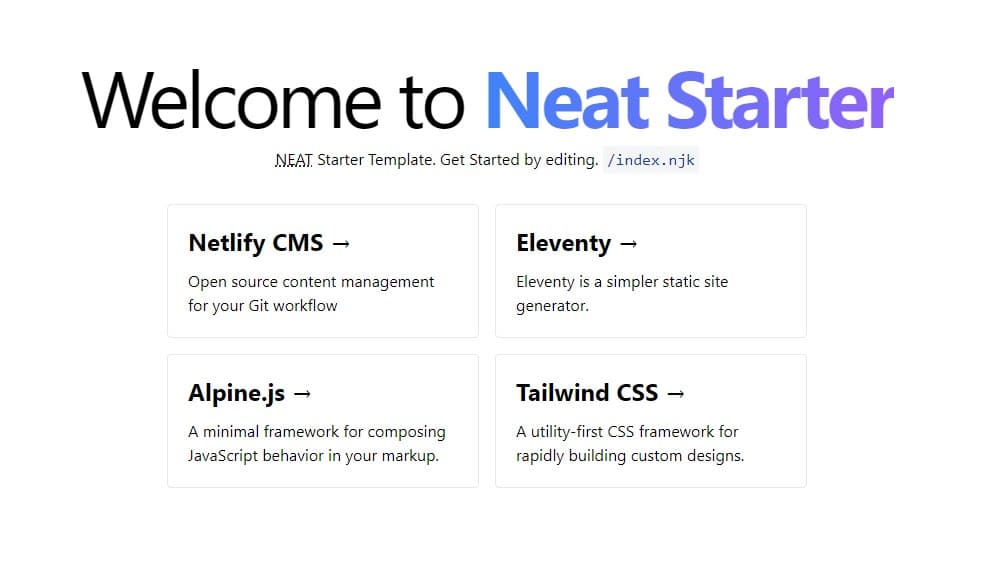 NEAT Stack: Create a Static Website with Netlify CMS, Eleventy, AlpineJS & TailwindCSS